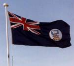 The Falkland Islands flag outside of Government House